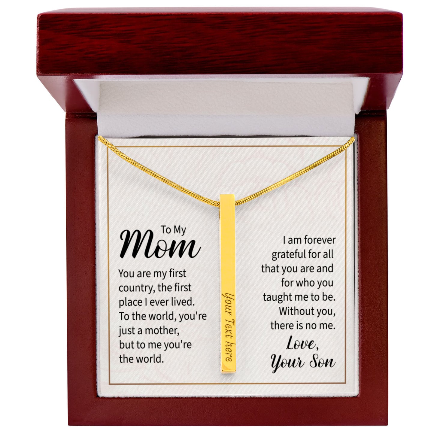 Personalized Mom Engraved 4 Sided Stick Necklace a Gift for Mom.