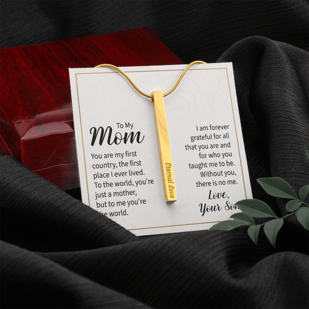 Personalized Mom Engraved 4 Sided Stick Necklace a Gift for Mom.