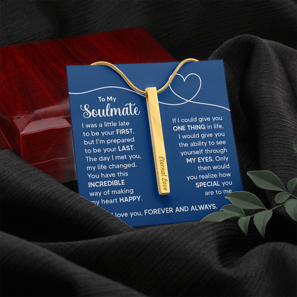 Custom Engraved 4-Sided Stick Necklace a Gift for a Soulmate.
