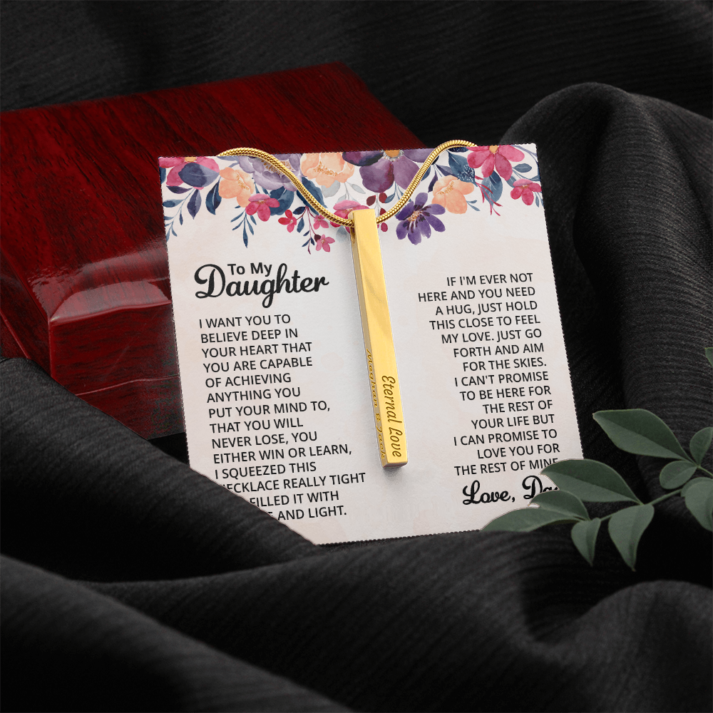 Custom Engraved 4- Sided Stick Necklace a Gift for a Daughter.