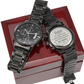 DAD MY HERO Engraved Message Black Chronograph Watch a Gift for Dad/Father.