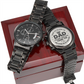DAD Engraved Message Black Chronograph Watch- a Gift for Dad/Fathers