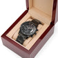 DAD MY HERO Engraved Message Black Chronograph Watch a Gift for Dad/Father.