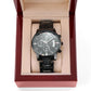 DAD MY HERO Engraved Message Black Chronograph Watch a Gift for Dad/Father.