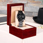 Engraved Message Black Chronograph Watch- A Gift for a Father/Son.