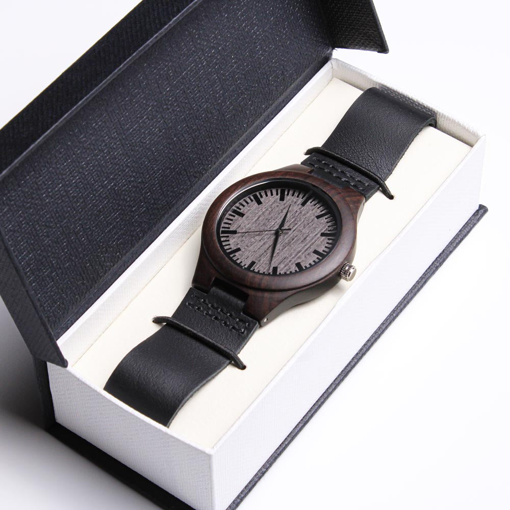 DAD MY HERO Engraved Message Wooden Watch a Gift for Dad/Father.