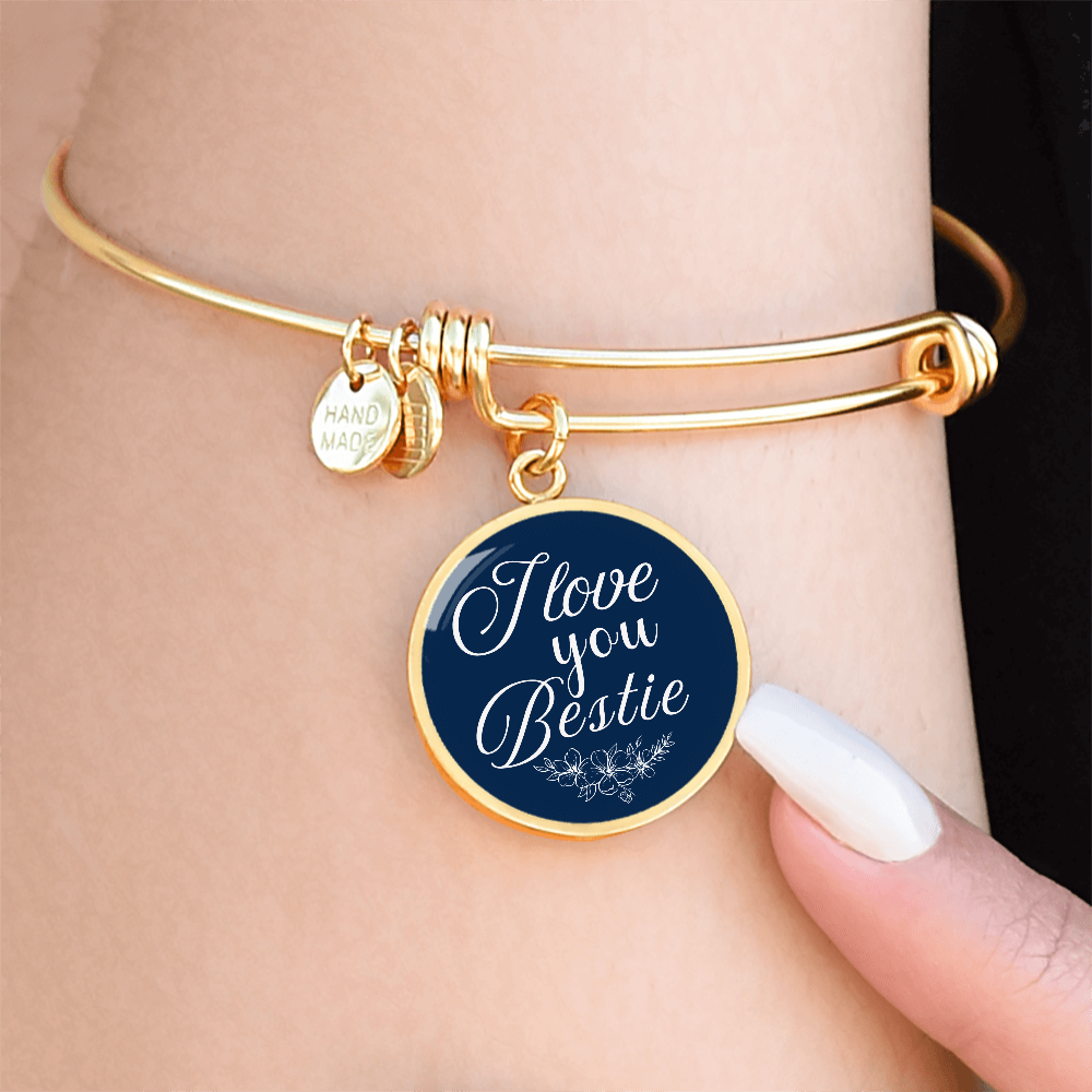 Personalized ''I love You Bestie'' Circle Engraving Bangle- a Gift for a Loved one