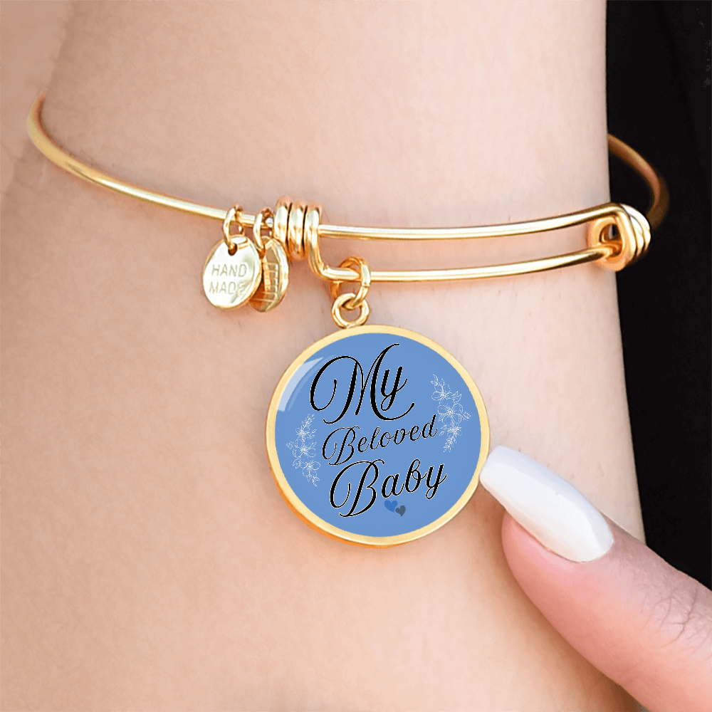Personalized ''My Beloved Baby'' Circle Engraving Bangle- a Gift for a Mother/Wife.