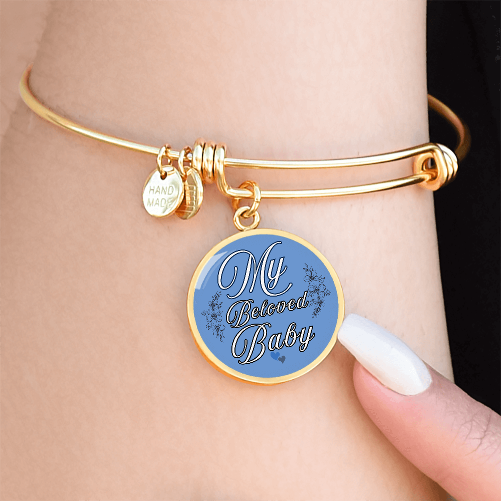 Personalized ''My Beloved Baby'' Circle Engraving Bangle- a Gift for a Mother/Wife.