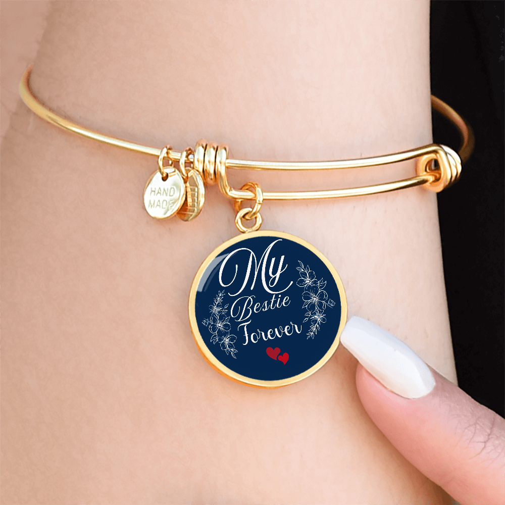 Personalized ''My Bestie Forever'' Circle Engraving Bangle- a Gift for Wife