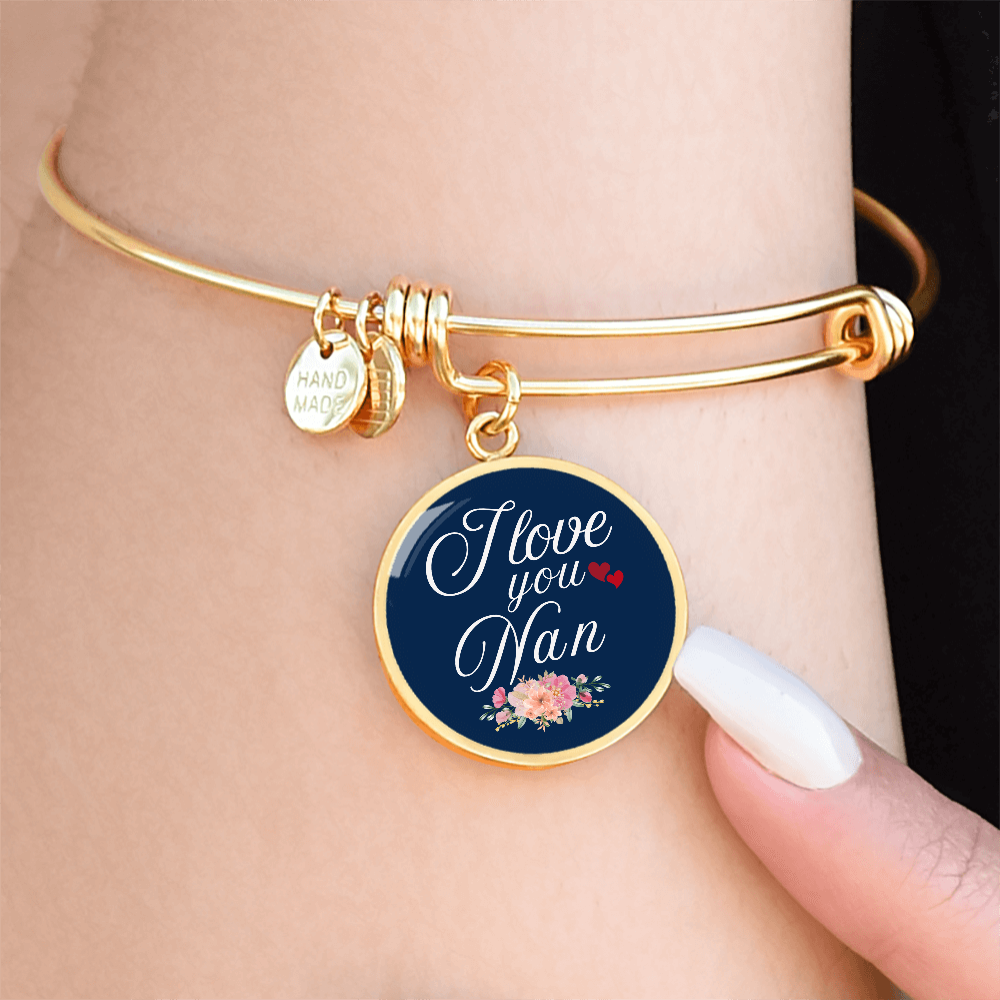 Personalized ''I love You Nan'' Circle Engraving Bangle- a Gift for Wife.