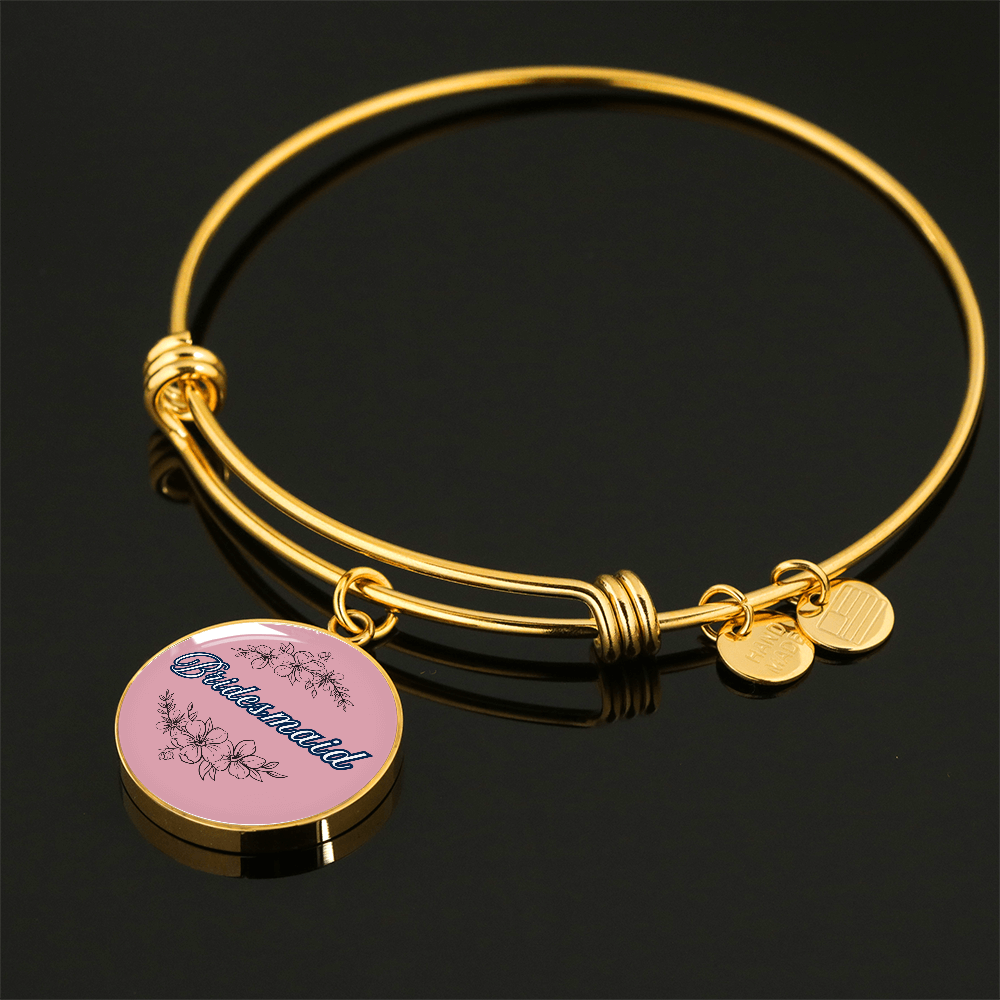 Personalized ''Bridesmaid'' Circle Engraving Bangle- a Gift for Bridal Party Members.