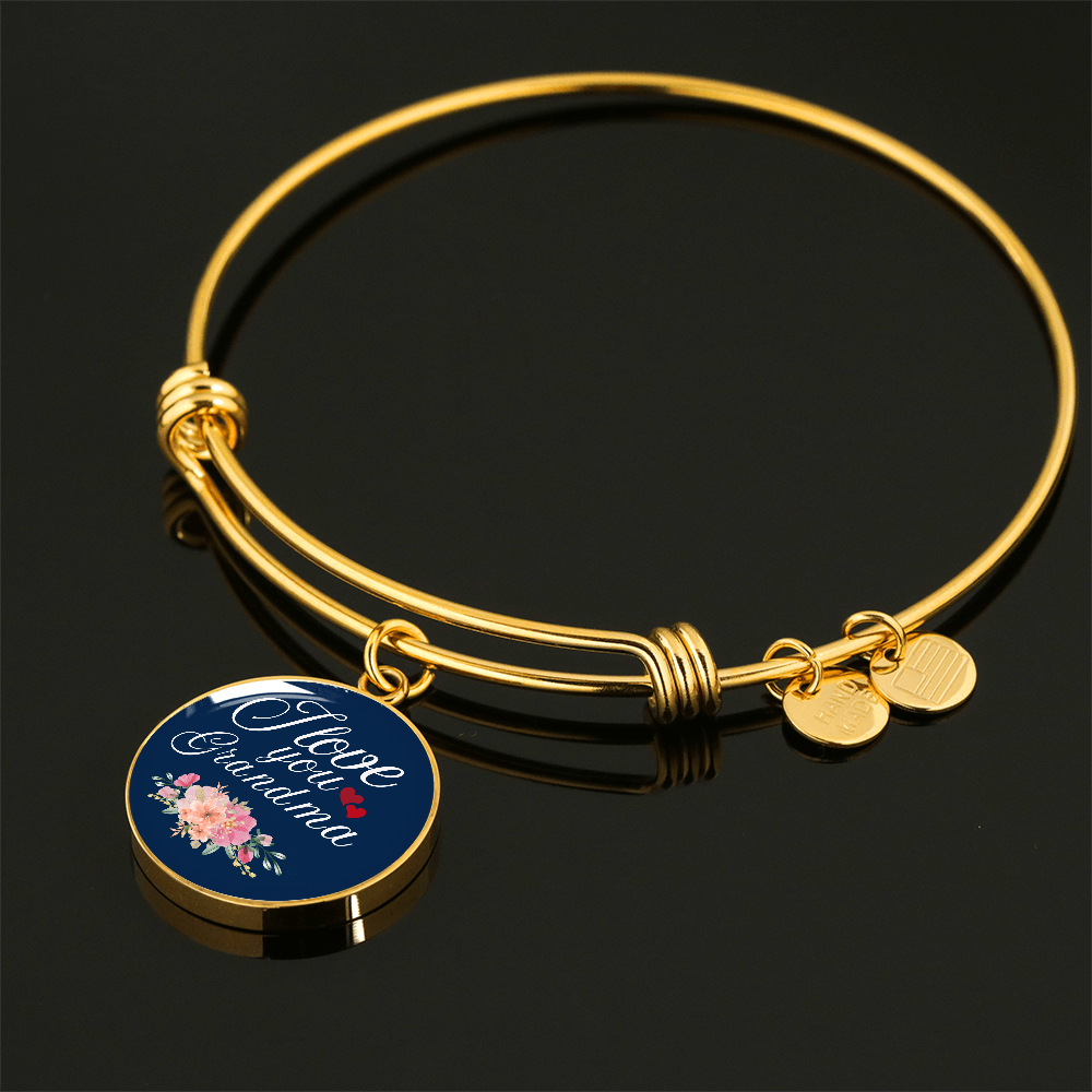 Personalized ''I Love  You Grandma'' Circle Engraving Bangle- a Gift for Wife