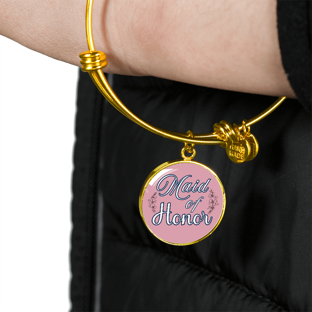 Personalized ''Maid of Honor'' Circle Engraving Bangle- a Gift for Bridal Party Members.