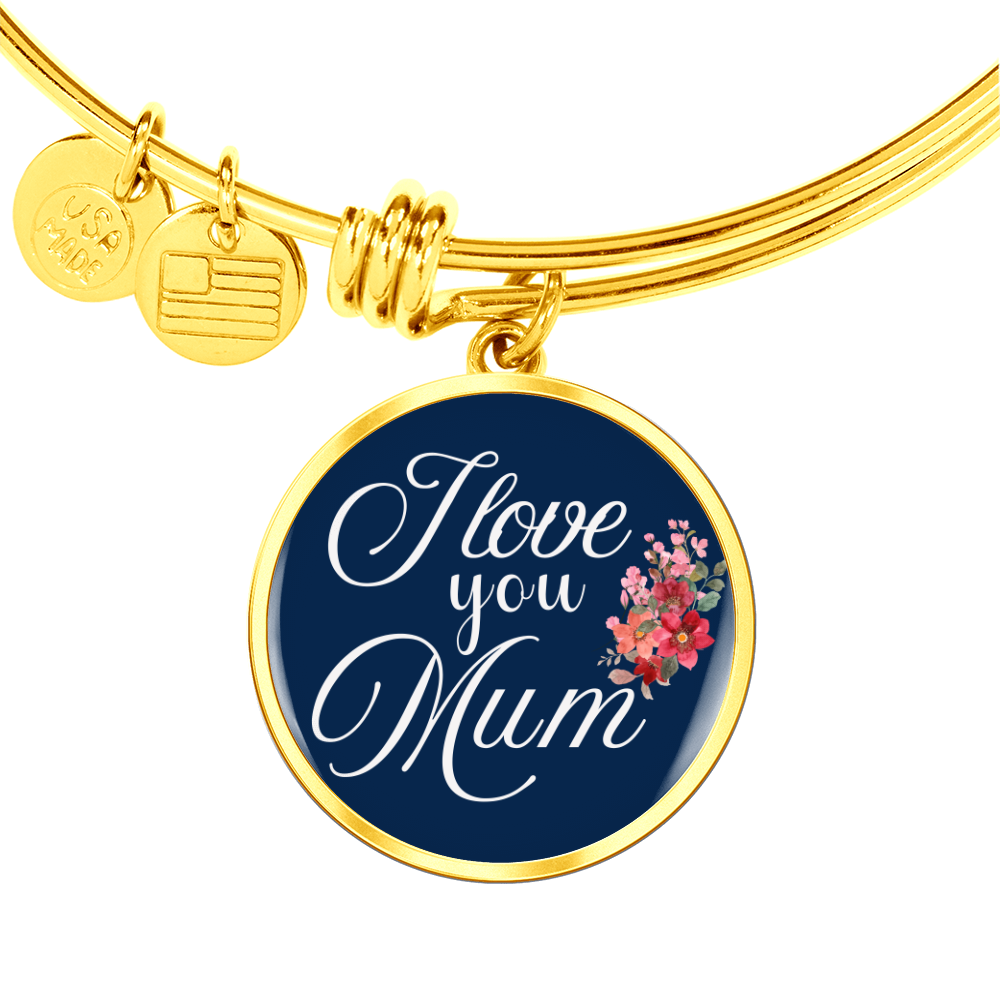 Personalized ''I Love You Mum'' Circle Engraving Bangle- a Gift for Wife/Mother.