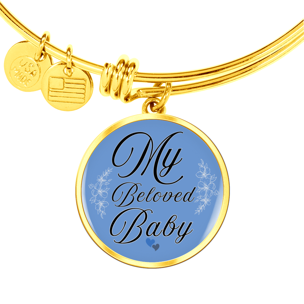 Personalized ''My Beloved Baby'' Circle Engraving Bangle- a Gift for a Mother/Wife.