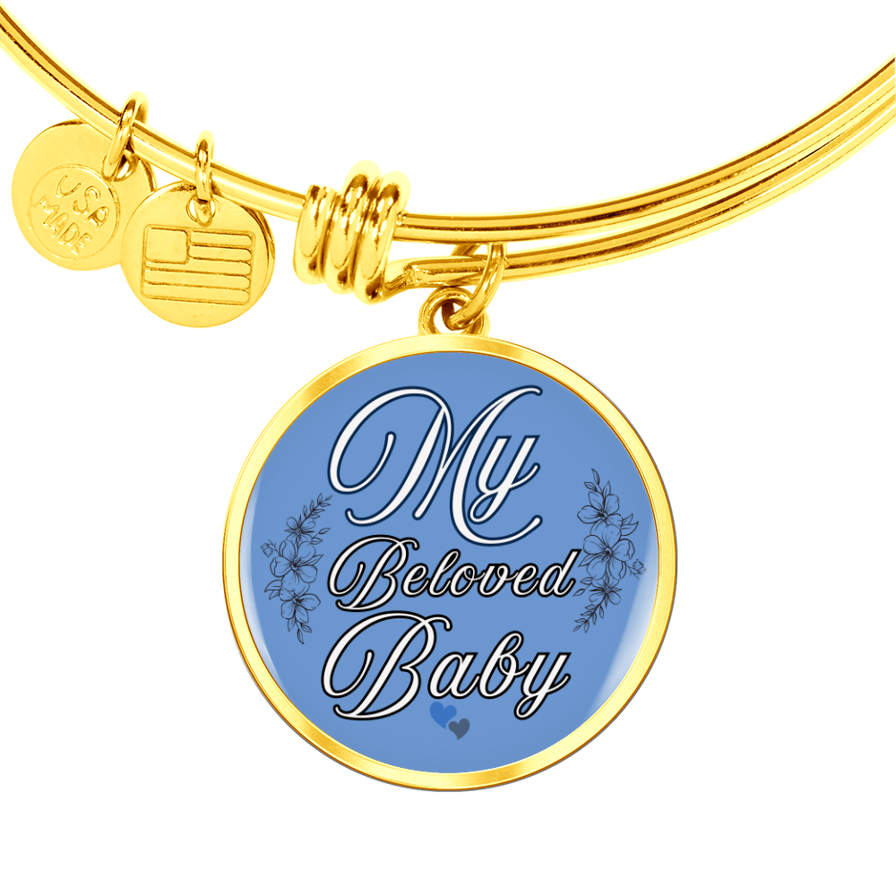 Personalized ''My Beloved Baby'' Circle Engraving Bangle- a Gift for a Mother/Wife.