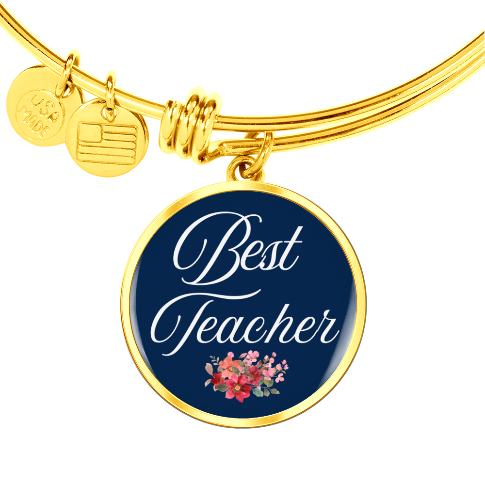 Personalized ''Best Teacher'' Circle Engraving Bangle- a Gift for Teacher.
