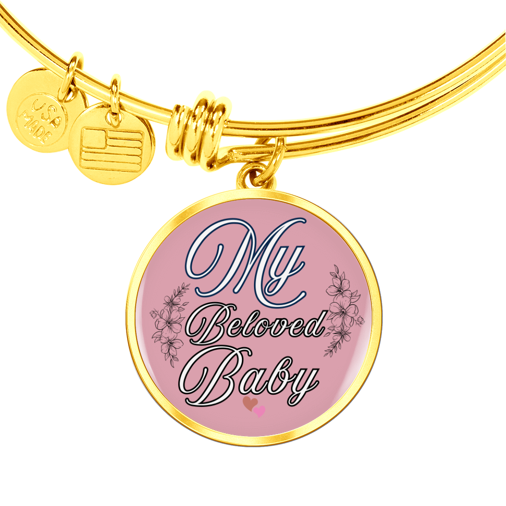 Personalized ''My Beloved Baby'' Circle Engraving Bangle- a Gift for a Mother/Wife.