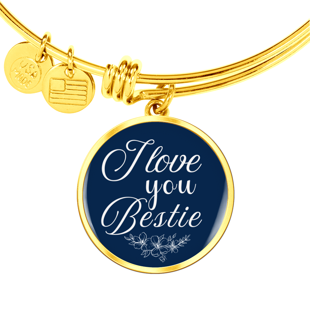 Personalized ''I love You Bestie'' Circle Engraving Bangle- a Gift for a Loved one