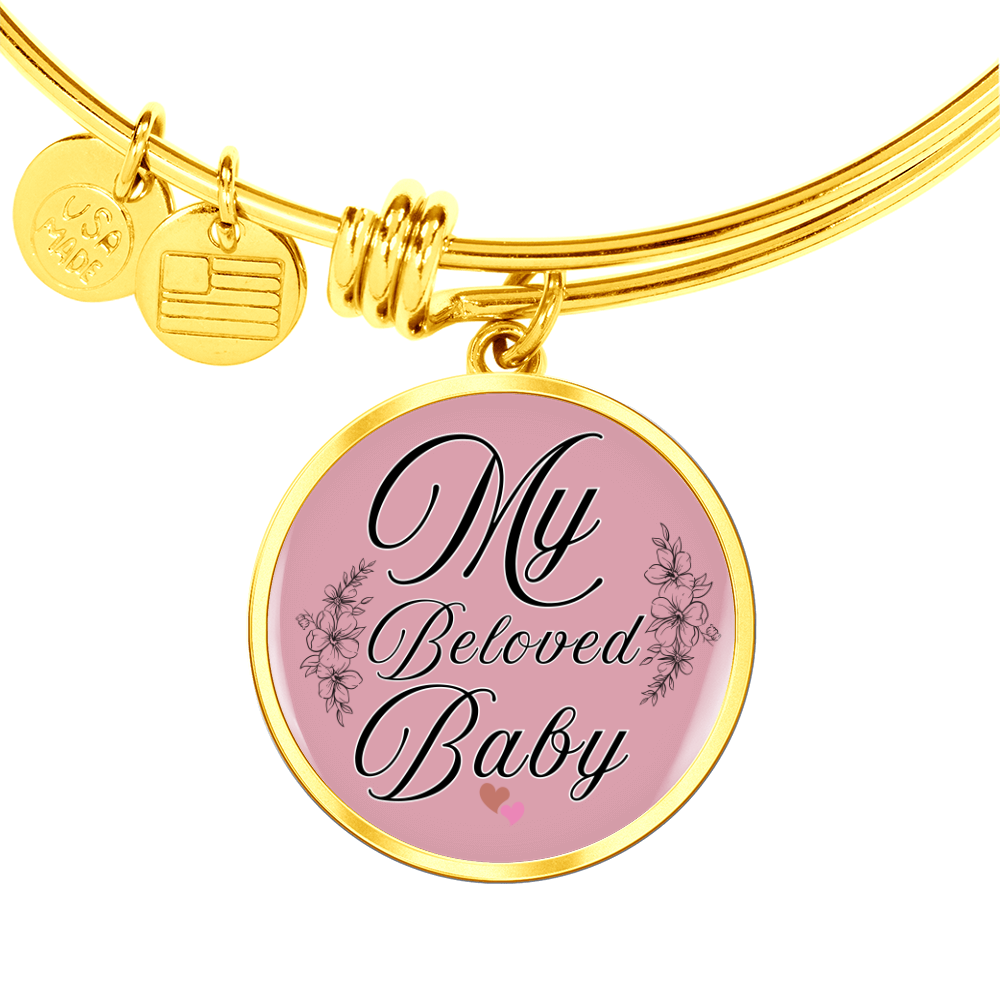 Personalized ''My Beloved Baby'' Circle Engraving Bangle- a Gift for a Mother/Wife.