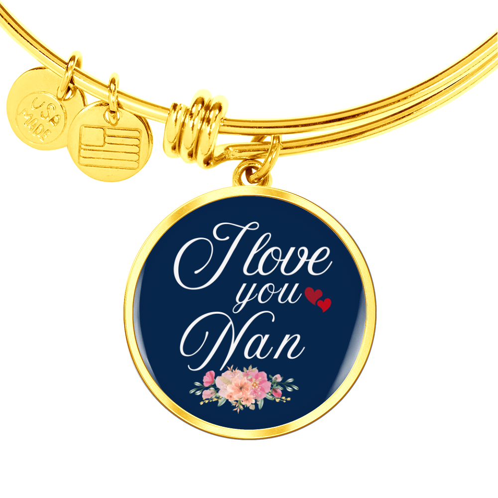 Personalized ''I love You Nan'' Circle Engraving Bangle- a Gift for Wife.