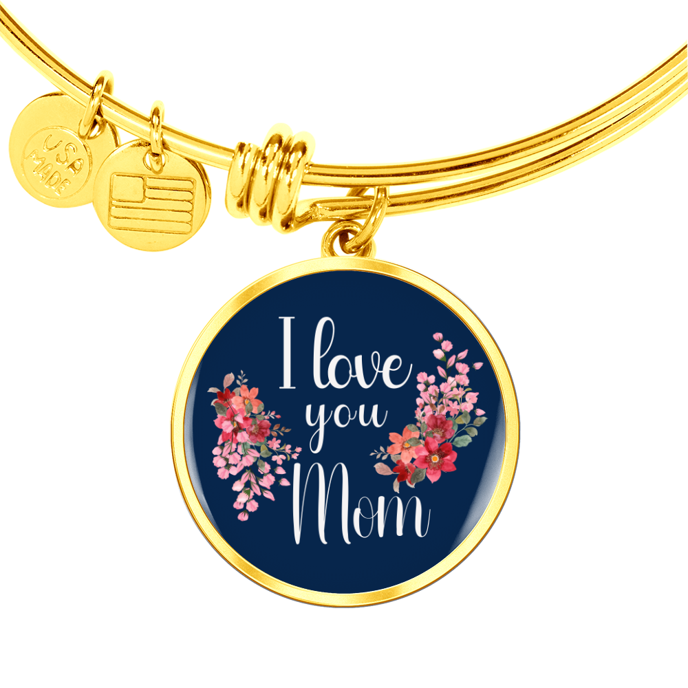 Personalized ''I Love You Mom'' Circle Engraving Bangle- a Gift for Daughter/Wife/Mothers.