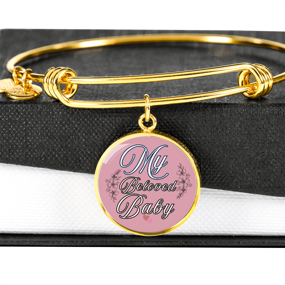 Personalized ''My Beloved Baby'' Circle Engraving Bangle- a Gift for a Mother/Wife.