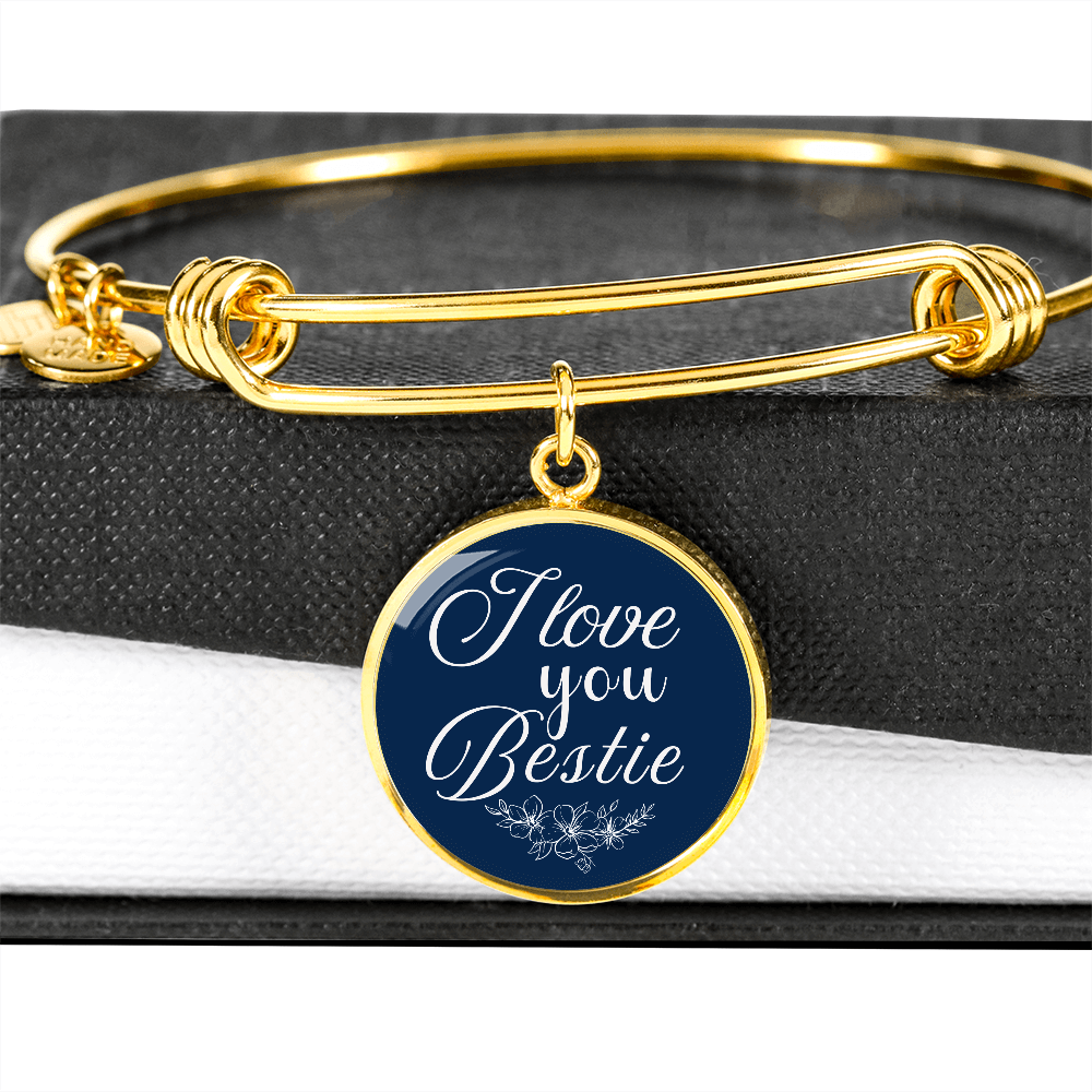 Personalized ''I love You Bestie'' Circle Engraving Bangle- a Gift for a Loved one