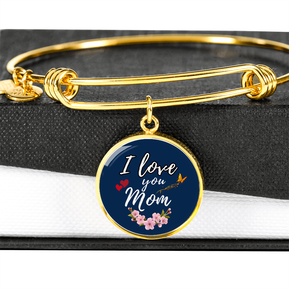 Personalized Luxury Circle I Love you Mom Bangle- A Gift for a Wife/Soulmate.