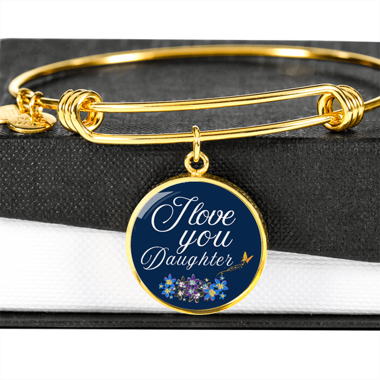 Personalized ''I Love You Daughter'' Circle Engraving Bangle- a Gift for Daughter/Sister/Mother.
