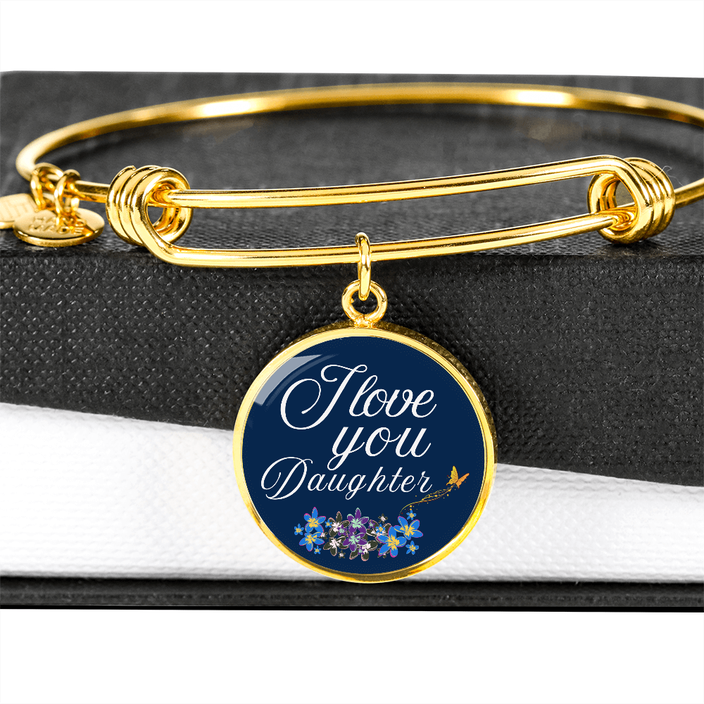 Personalized ''I Love You Daughter'' Circle Engraving Bangle- a Gift for Daughter/Sister/Mother.