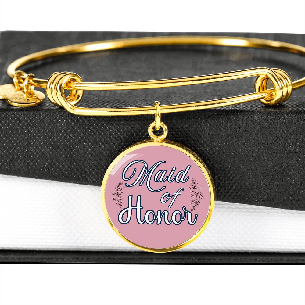 Personalized ''Maid of Honor'' Circle Engraving Bangle- a Gift for Bridal Party Members.