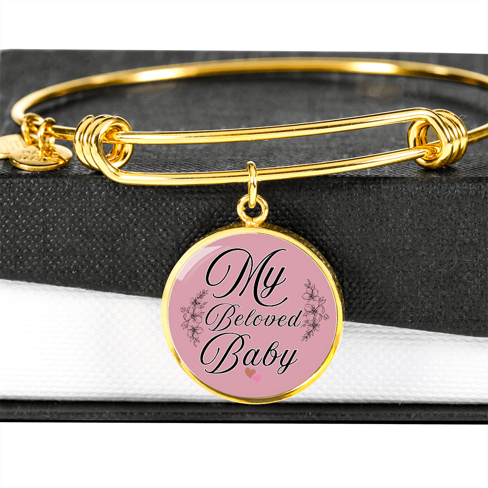 Personalized ''My Beloved Baby'' Circle Engraving Bangle- a Gift for a Mother/Wife.
