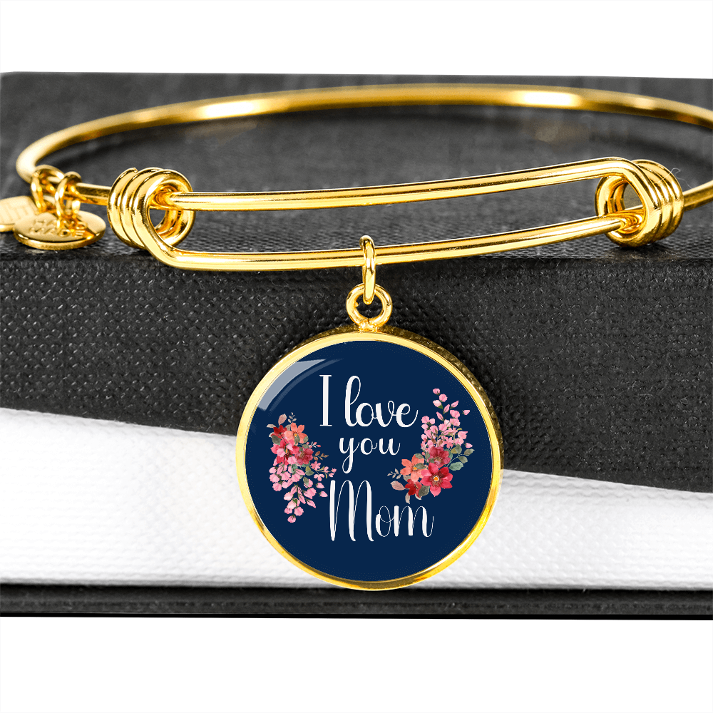Personalized ''I Love You Mom'' Circle Engraving Bangle- a Gift for Daughter/Wife/Mothers.