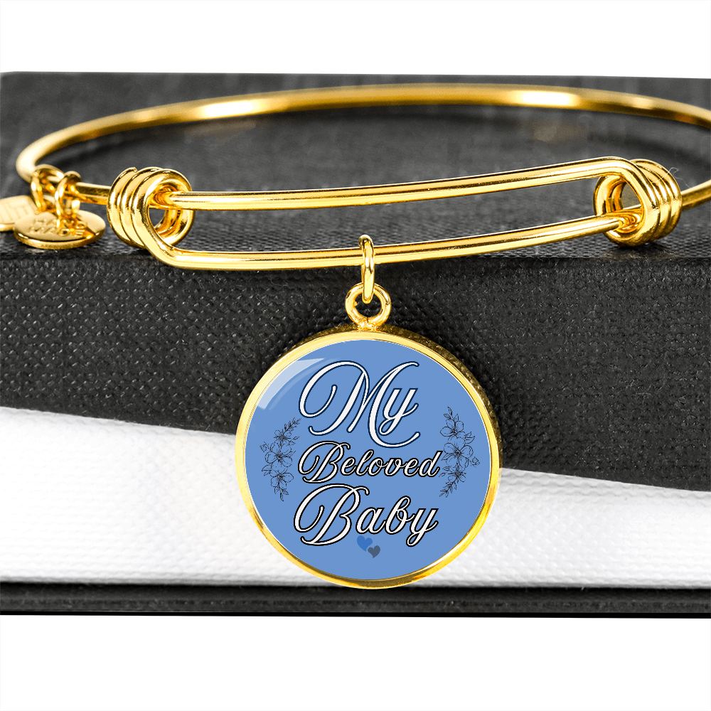 Personalized ''My Beloved Baby'' Circle Engraving Bangle- a Gift for a Mother/Wife.