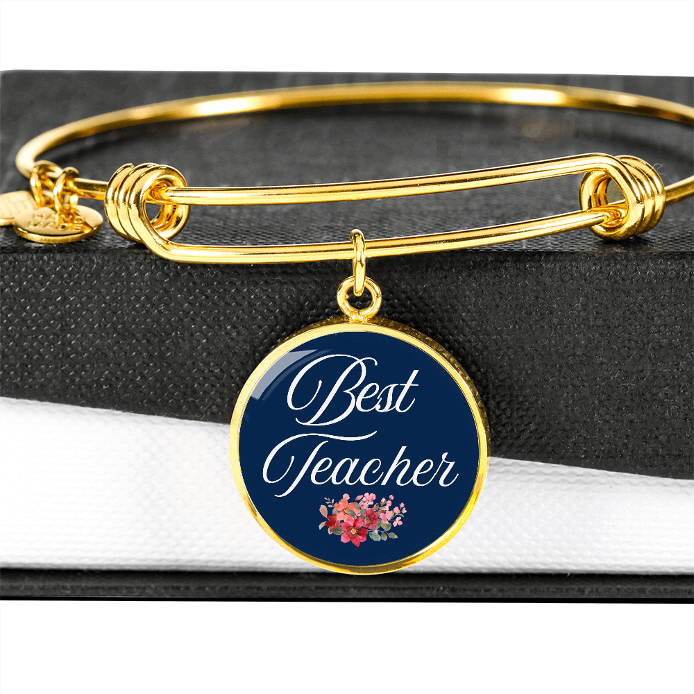 Personalized ''Best Teacher'' Circle Engraving Bangle- a Gift for Teacher.