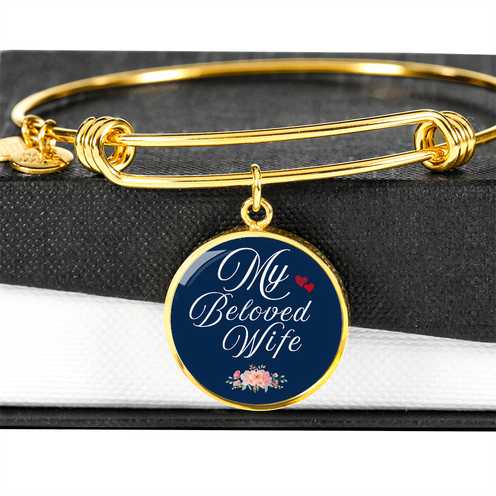Personalized ''My Beloved Wife'' Circle Engraving Bangle- a Gift for Wife