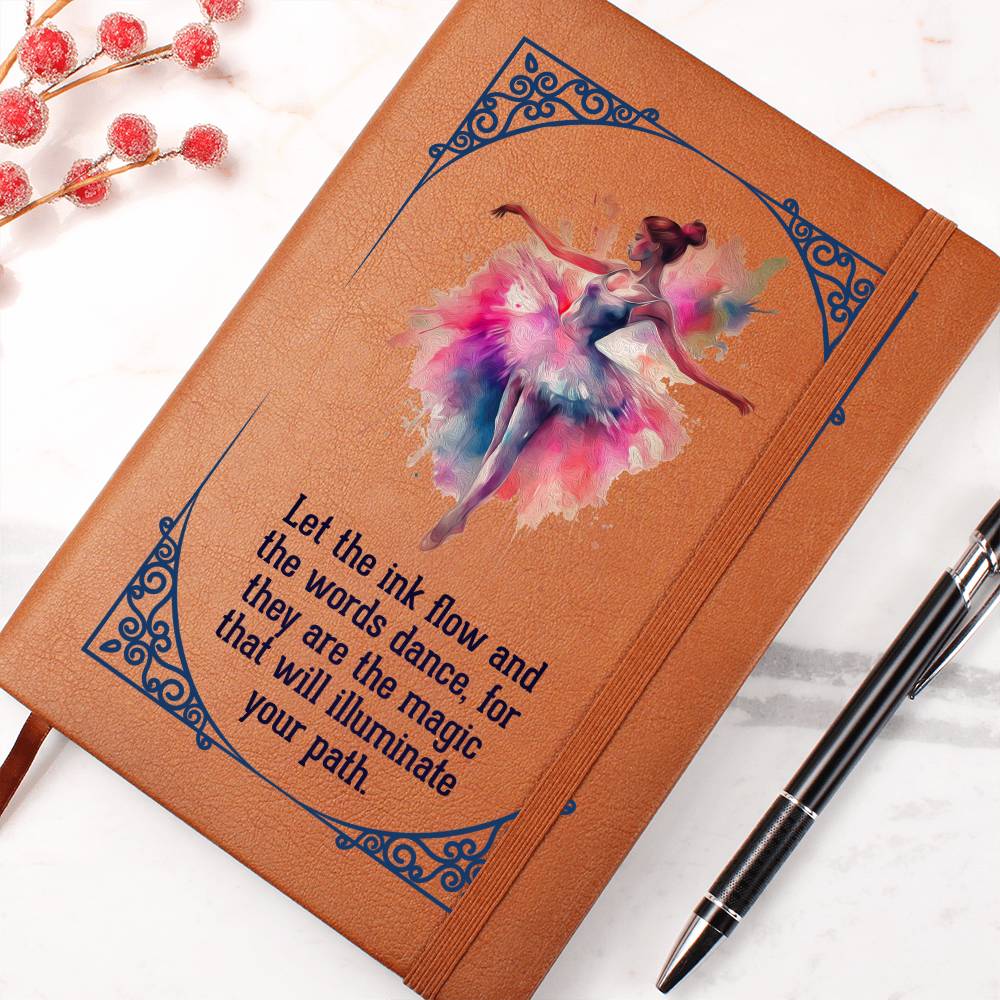 Bellerina Graphic Leather Journal- a Gift for Daughters/Mothers.