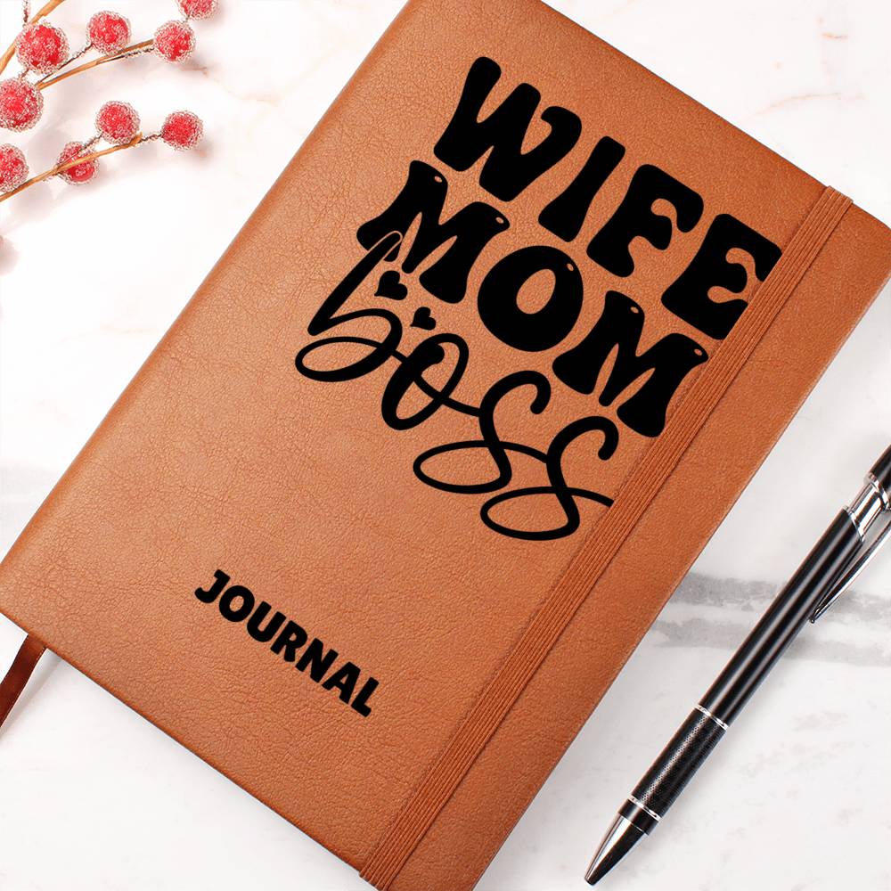 Wife Mom Boss Leather Journal Gift for Mothers/Sisters/Daughters