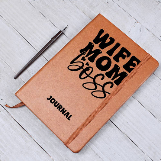 Wife Mom Boss Leather Journal Gift for Mothers/Sisters/Daughters