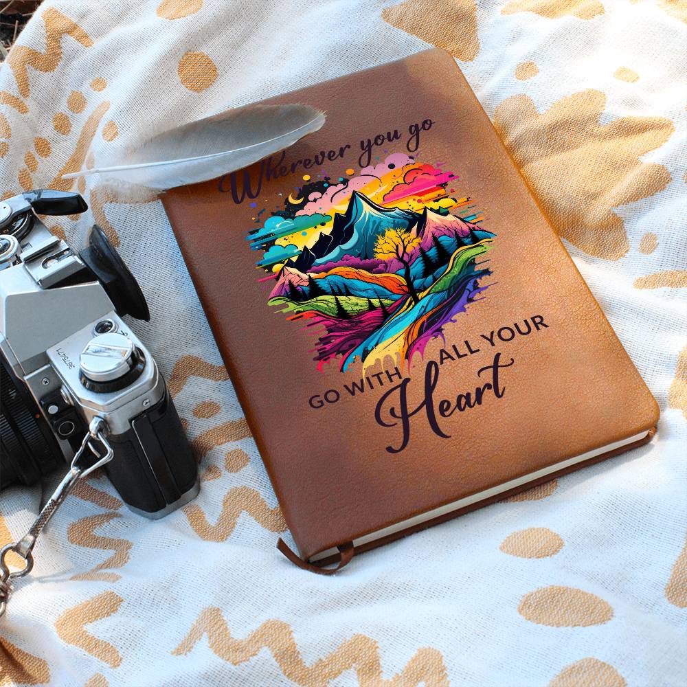 Wherever You Go Graphic Leather Journal- A Gift for Sons/Mothers/Fathers/Daughters.