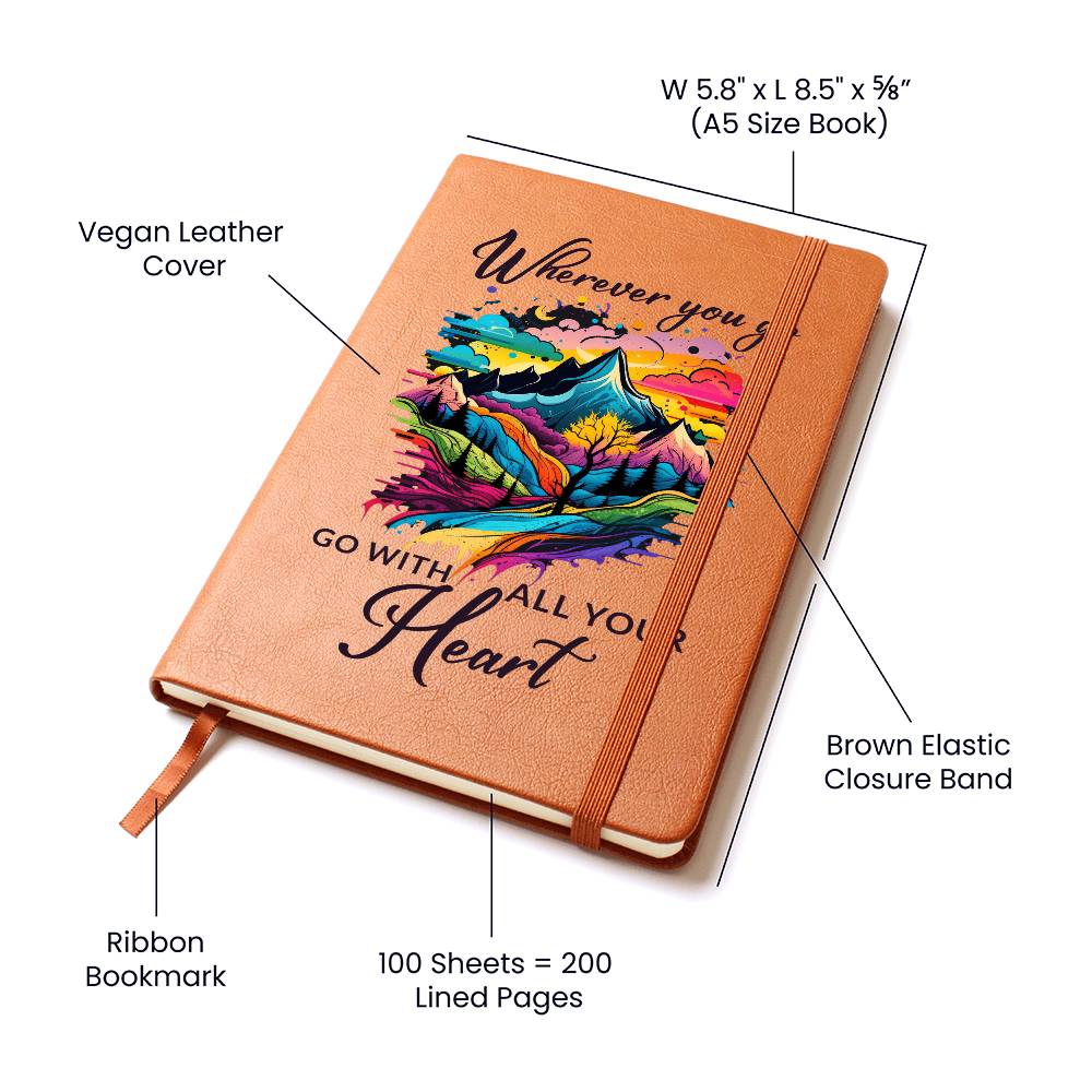 Wherever You Go Graphic Leather Journal- A Gift for Sons/Mothers/Fathers/Daughters.