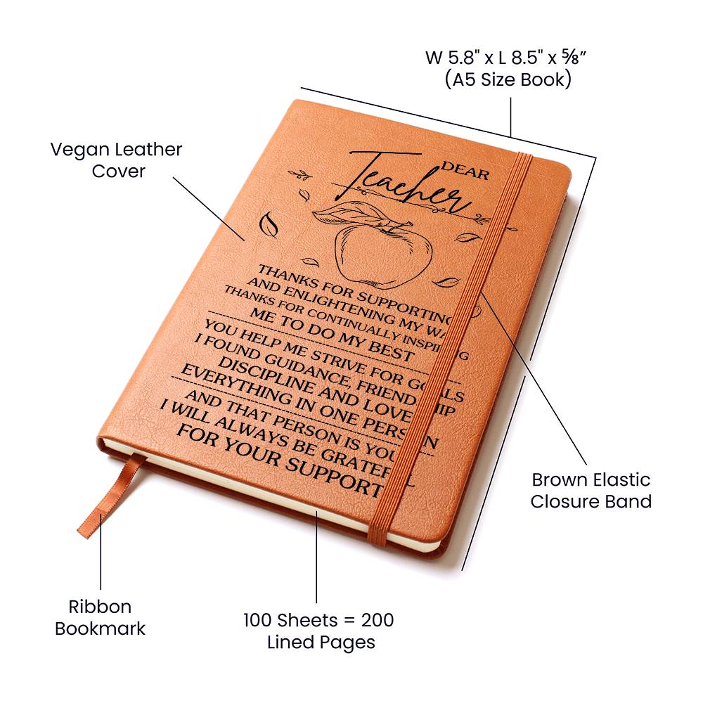 Dear Teacher Leather Journal - A Gift for Teachers/Mothers/Fathers