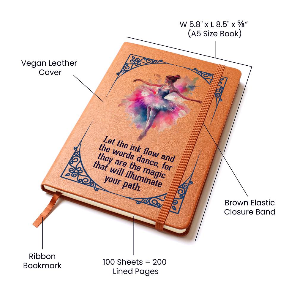 Bellerina Graphic Leather Journal- a Gift for Daughters/Mothers.