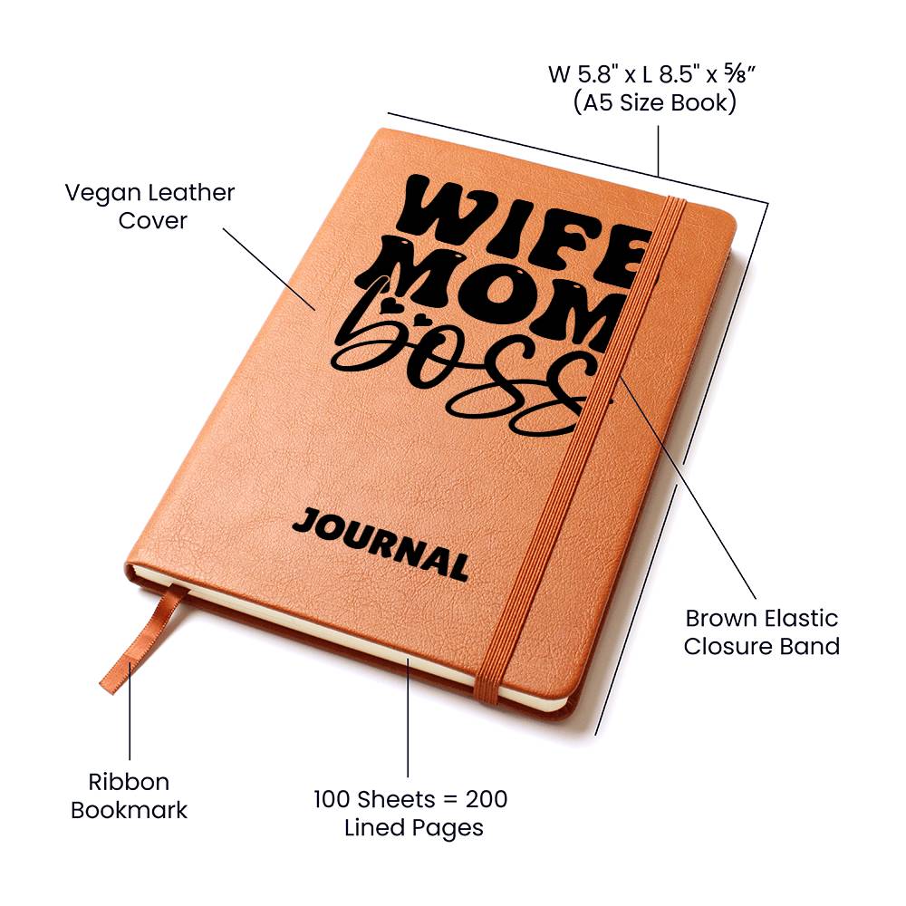 Wife Mom Boss Leather Journal Gift for Mothers/Sisters/Daughters