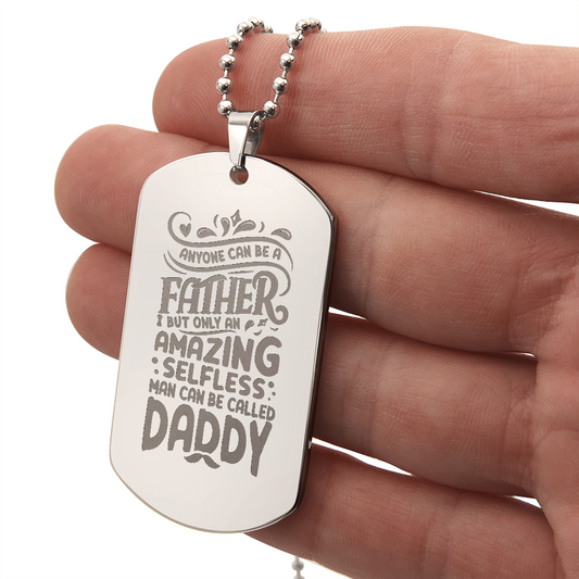 Personalized Dad Engraved Dog Tag Necklace- A Gift for Fathers/Sons.