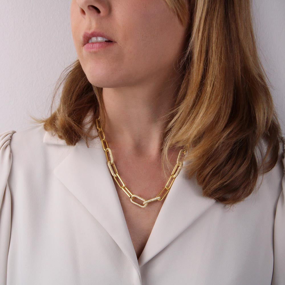 CZ Paperclip Chain Necklace - A Beloved Gift for a Granddaughter from a Grandmother.