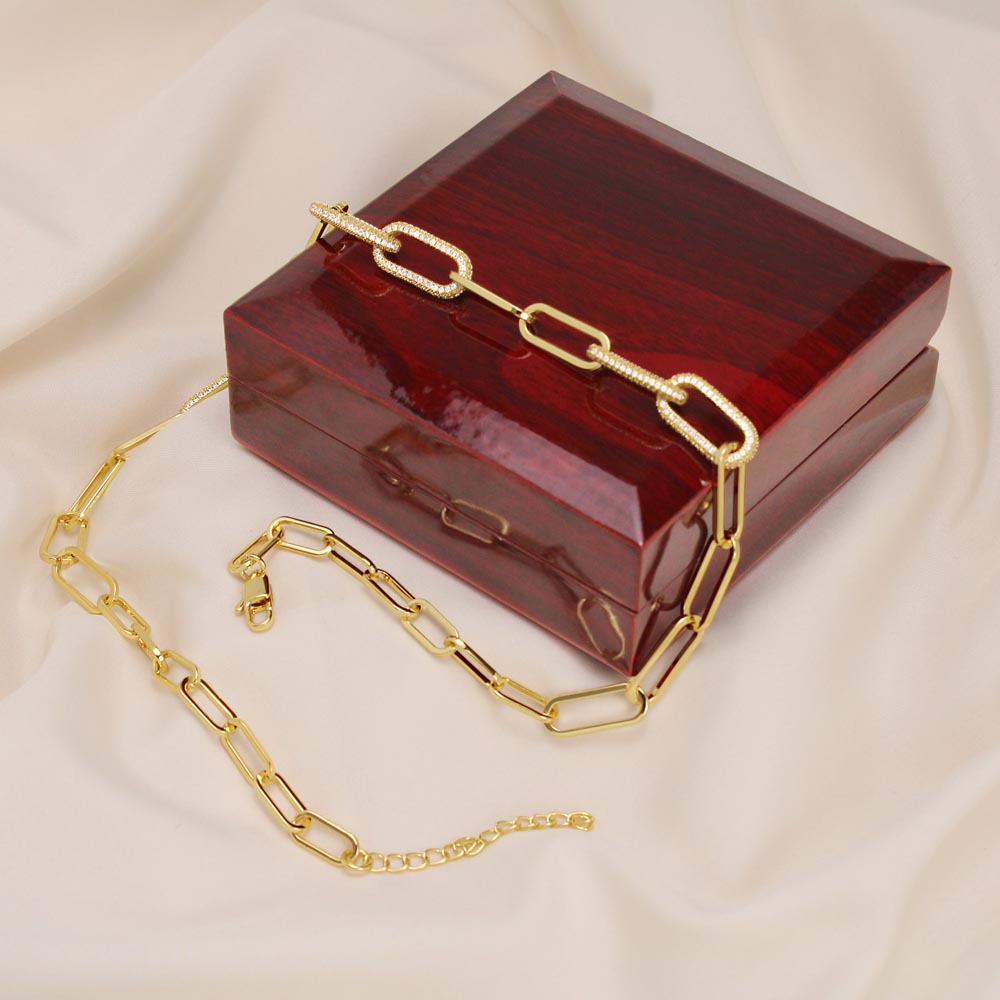 Happy Birthday CZ Paperclip Chain Necklace- A Gift for a Daughter
