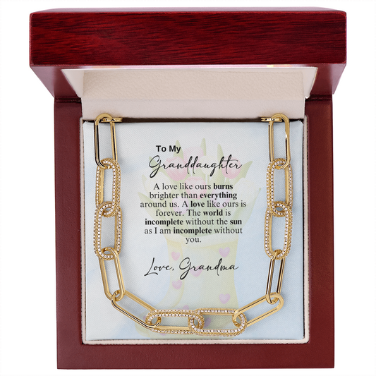 CZ Paperclip Chain Necklace - A Beloved Gift for a Granddaughter from a Grandmother.